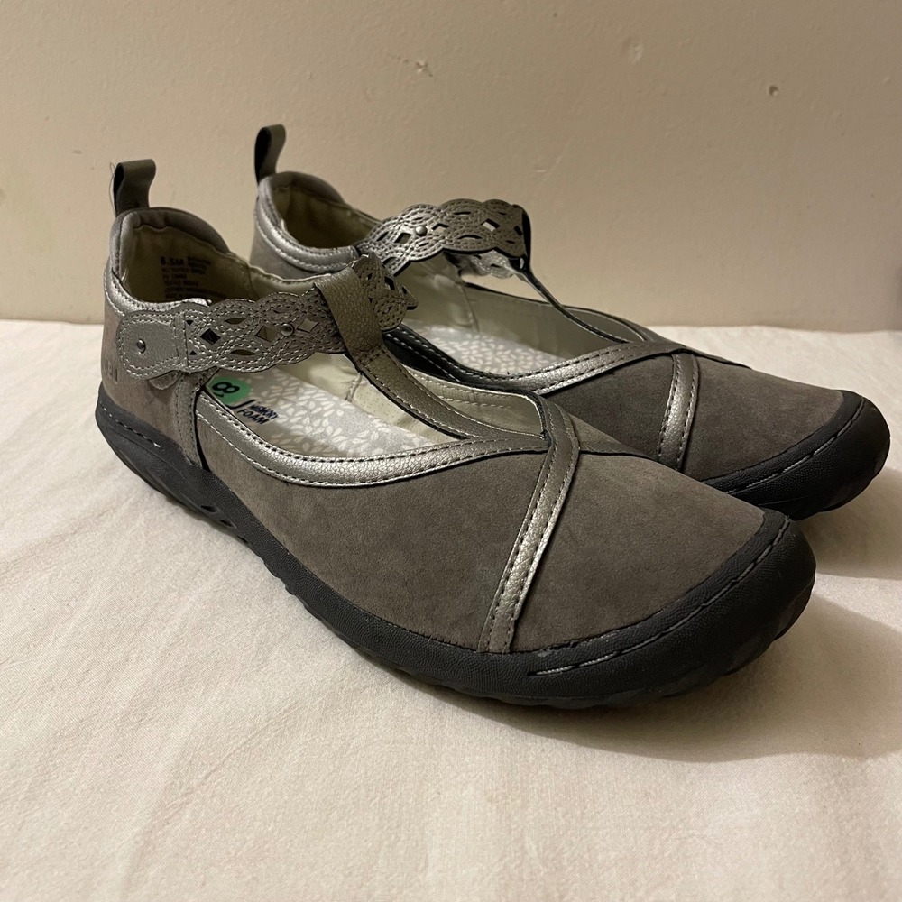 JBU by Jambu Women's 8.5M Buttercup Mary Jane Flats Grey Suede‎ Memory Foam NEW